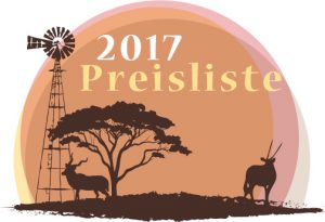 Jagd und Gästefarm Okosongoro Namibia - Preisliste